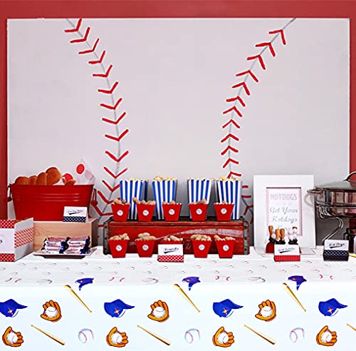Baseball Themed Tablecloth - 4 Pack Disposable Plastic Covers