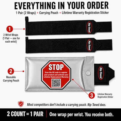 Stiff Weightlifting Wrist Wraps – 18" Gym Straps with Thumb Loop – Red