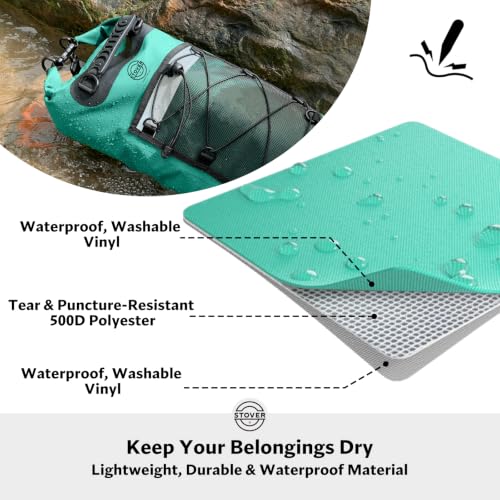STOVER 25L Waterproof Dry Backpack with Phone Case - Teal, Floating, Heavy-Duty for Kayaking, Hiking, Camping