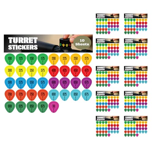 Rifle Scope Turret Stickers - 10 Sheets for Long-Range Shooting