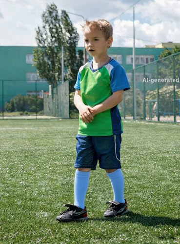 Duufin Youth Knee High Baseball Soccer Football Socks 6-8 Years Light Blue