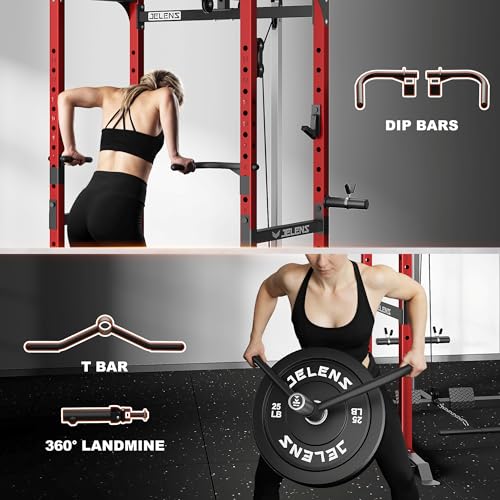 S21 Power Cage - Multi-Function Squat Rack with Cable Crossover - Red