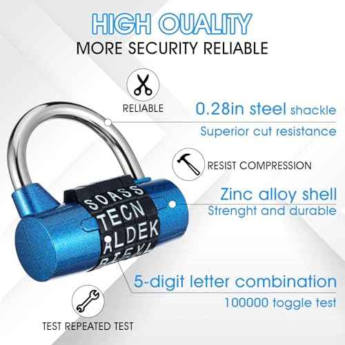 4 Pcs 5 Letter Combination Lock Heavy Duty Gym Locker 5 Digit Word Locker Keyless Resettable Metal Lock for College Gym Toolbox Hasp Cabinet(Letter)