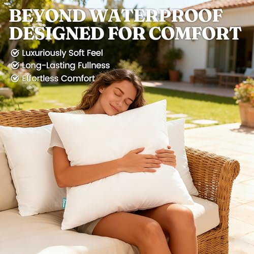 Oubonun 18x18 Waterproof Outdoor Throw Pillow Inserts Set of 4