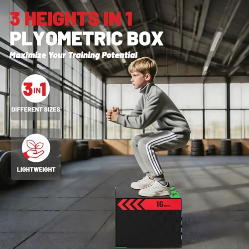 3-in-1 Plyo Box - Anti-Slip, Lightweight Foam - 12x14x16 Inch