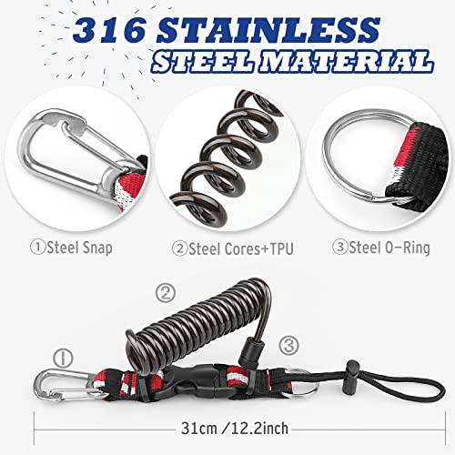OVOVFANY Black Coiled Diving Lanyard with Quick Release Buckle