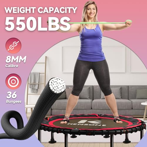 Indoor Mini Trampoline for Fitness - 48" with U-Bar, 550 LBS Capacity