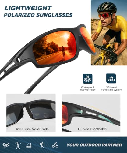 Polarized Sunglasses for Men - UV400 Protection - C04 Black/Ice Blue/Silver