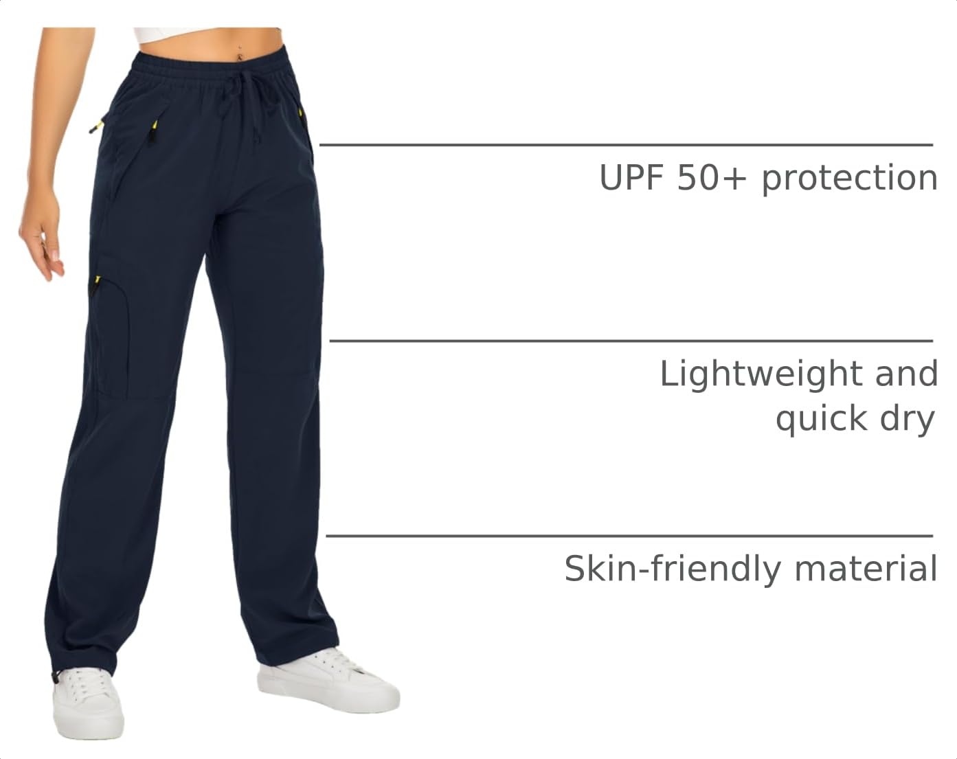 Womens Hiking Pants Quick Dry UPF 50 Lightweight Travel Golf Cargo Safari Pants Zipper Pockets,6608,Blue,Petite L