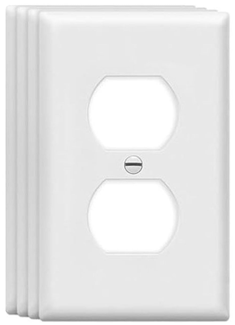 Duplex Outlet Cover Wall Plates 1-Gang Switch Outlet Electrical Cover Plate Unbreakable Thermoplastic Faceplate for Light Receptacle Outlet Switch, White (4 Pack)