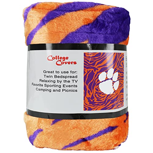 Clemson Tigers Raschel Throw Blanket - 60 x 50 Inches