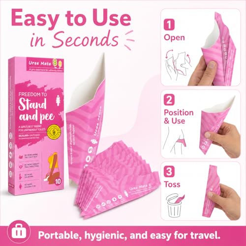 20PC Portable Female Urinal Funnel - Pink Disposable Pee Cups