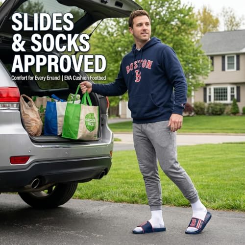 Boston Red Sox Slides - Men's Molded EVA Foam Sandals, Large