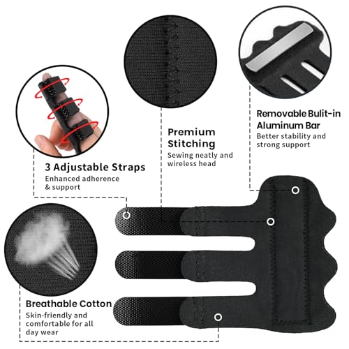 Trigger Finger Splint - 4PCS Adjustable Finger Braces, Black
