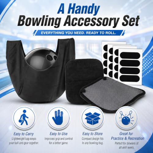 18PCS Bowling Accessories Kit - Ball Bag, Towel & Thumb Tape