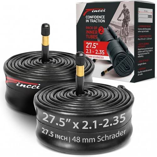 Fincci 27.5 Inch Bike Inner Tubes 2 Pack with 48mm Schrader Valves, Fit 2.1-2.35 Wide Tires