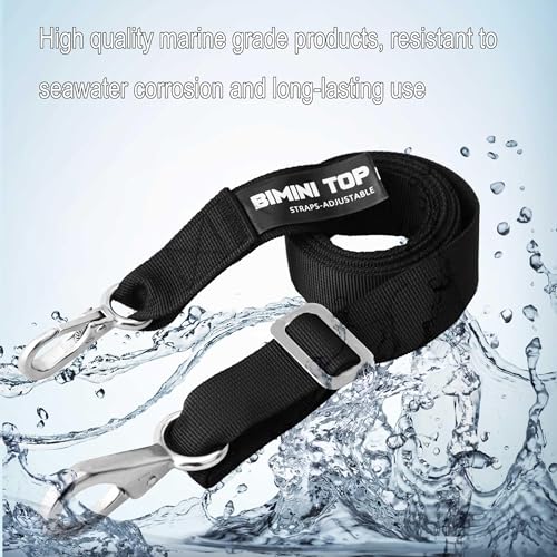 Marine Bimini Top Straps Adjustable Webbing with Stainless Steel Snap Hooks - Heavy Duty Boat Awnings, 2 Pack