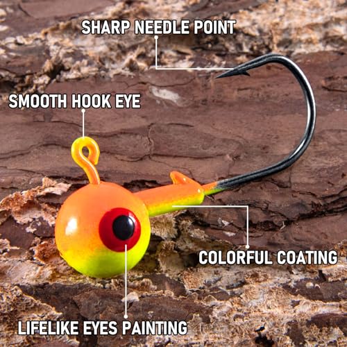Alwonder 3/8oz Colorful Fish Jig Heads with 3D Eyes for Freshwater & Saltwater Fishing