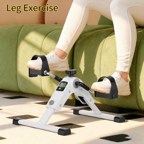 Under Desk Bike Pedal Exerciser with LCD Display - White