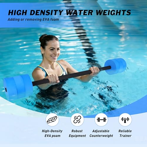 Water Dumbbells for Aquatic Fitness - Blue - Pool Resistance Barbells