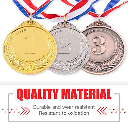 Gold, Silver, Bronze Award Medals with Ribbon - Ears of Wheat Logo, 3 PCS