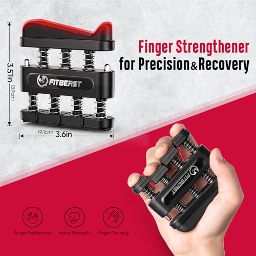 Grip Strength Trainer Kit - 6 Pack Adjustable Resistance - Black