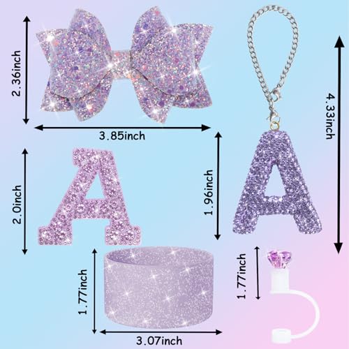 Stanley Cup Accessories Set - Purple A, Letter Charm & Straws