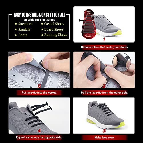 No Tie Shoelaces for Kids & Adults - Elastic Tieless in White