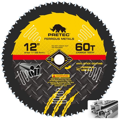 12BLADEST Blade for Cutting Mild Steel with 1" Arbor, for Circular and Chop Saws, No Heat, No Burrs & Virtually No Sparks, Carbide-Tipped TCT Blade for Cold Metal Cutting,12-Inch x 60-Tooth