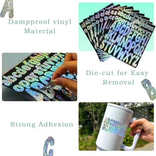 Glitter Letter Stickers for Personalizing Cups & Bottles - 10 Sheets