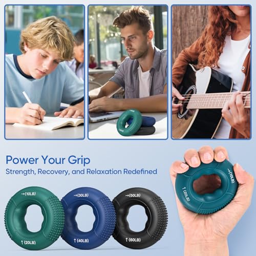 Grip Strength Trainer Set - 6-Piece Cool Tones for Hand Therapy