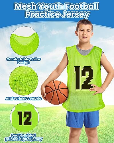 48 Pcs Youth Sports Pinnies - Nylon Mesh Basketball Practice Jerseys