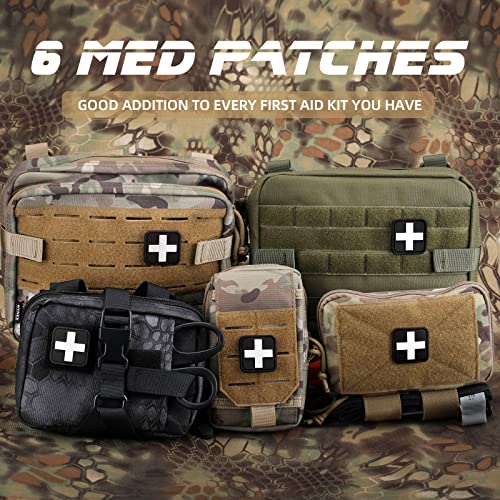 Medic Red Cross Patch - 1.5-Inch PVC Rubber, 6 Pieces - White & Black