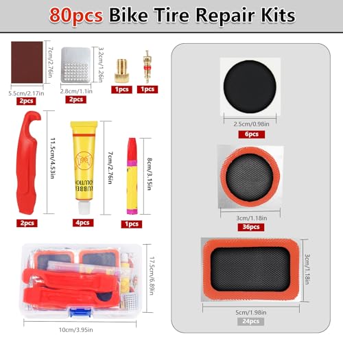 80-Piece Bike Tire Repair Kit with Self-Adhesive Patches