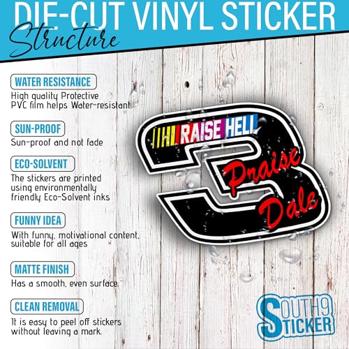 Raise Hell Praise Dale Racing Stickers - 2x2 Inches Waterproof Vinyl