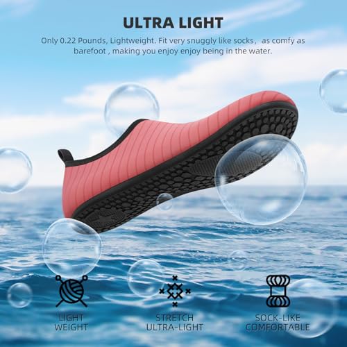 Quick-Dry Aqua Water Shoes for Men & Women - Size 7-8 Women/6-7 Men, Pink