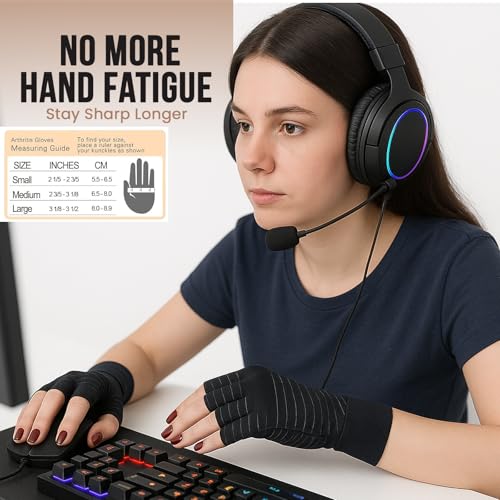 Fingerless Compression Gloves for Arthritis Pain Relief - Medium