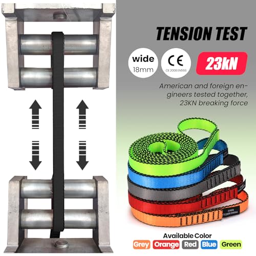 18MM Nylon Climbing Slings - 23kN Strong Webbing Strap - 60cm Black
