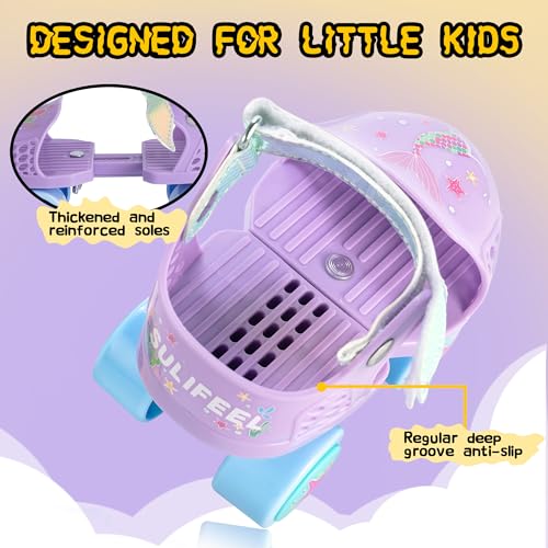 SULIFEEL Mermaid Purple Kids Adjustable Quad Roller Skates for Girls & Boys