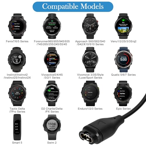 Garmin Watch Charger USB-C Cable - 2 Pack Replacement (1m)