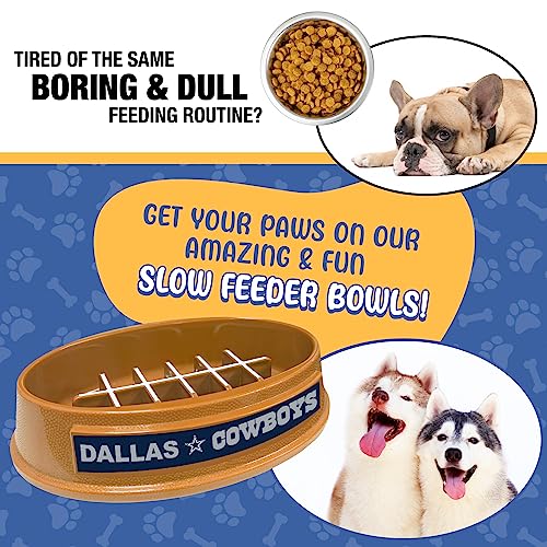 NFL Dallas Cowboys Football Design Slow Feeder Pet Bowl