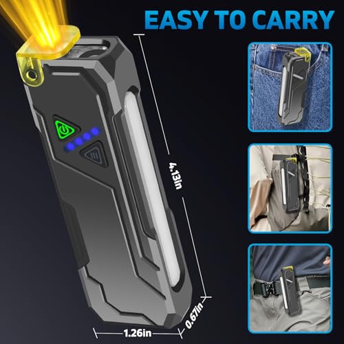 Jolimark Rechargeable Flat EDC Flashlight with Yellow Light Diffuser UV Black Light Magntic Bace Clip for Home Use and Camping Dog Walking Outdoor Activitie