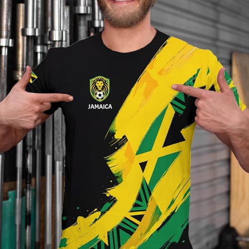 BJU Men’s & Women’s Jamaica Yellow Soccer Jersey Large National Sports Football Top