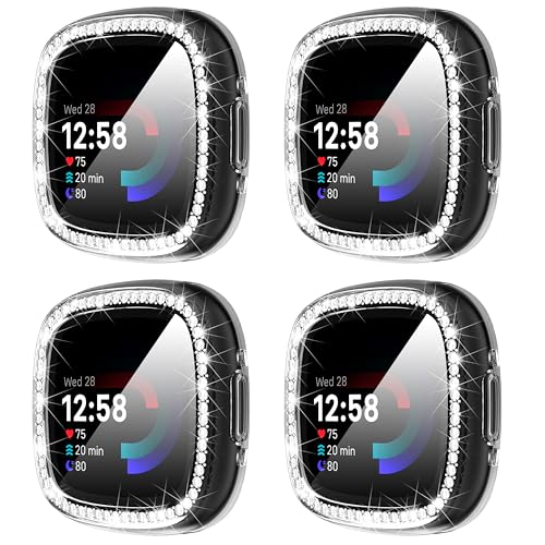 Suoman Clear Diamonds Protective Case for Fitbit Sense 2 / Versa 4 - 4 Pack