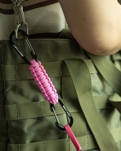 Braided Paracord Carabiner Keychain Lanyard - 2 Pack, Light Pink