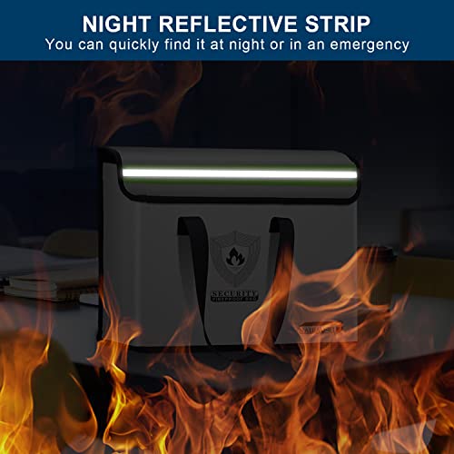 Fireproof Document Box (16"x 12" x 5") Silicone Coated with Shoulder Strap and Zipper Closure, Fireproof Money Bag (8.75"x6.0") for Cash, Coin, Credit Cards, Passport, and other Valuables