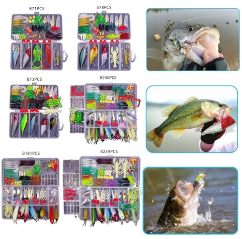 20-Piece Fishing Lures Kit with Tackle Box - Crankbaits, Jigs & More
