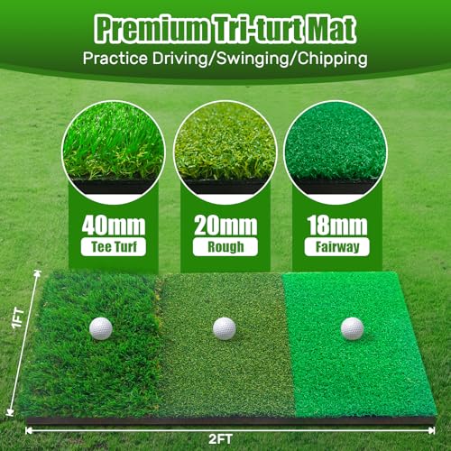 Golf Net with Practice Mat - 10x7FT Hitting Aid for Backyard Training