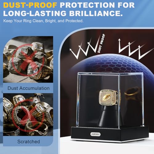 Clear Acrylic Championship Ring Display Case with Velvet Interior