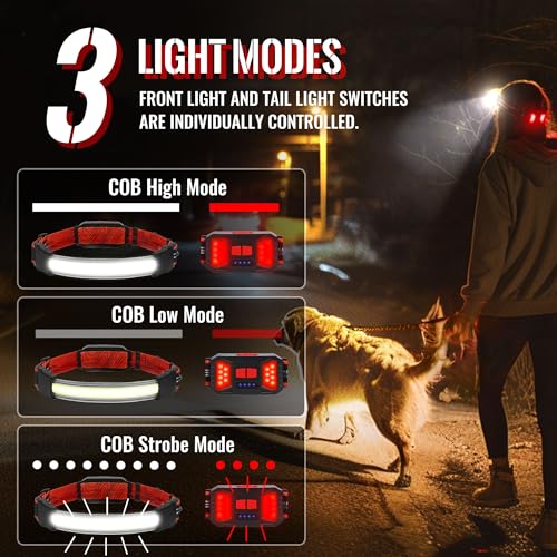 Adelante Rechargeable LED Headlamp 4 Pack - 1000LM, 230° Wide Beam, Orange